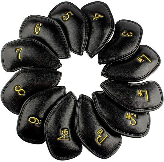 CRAFTSMAN GOLF 12pcs or 1pc Thick Synthetic Leather Golf Iron Head Covers Set Headcover Fit All Brands Callaway Ping Taylormade Cobra Etc. Also Custom Name