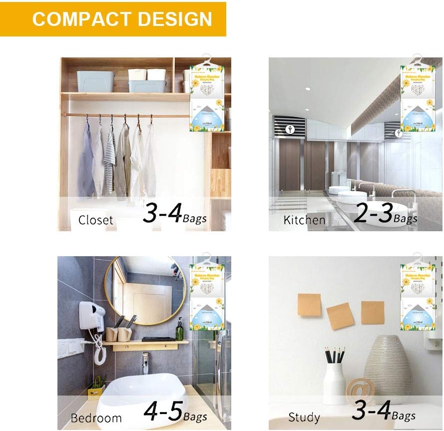 CANAGER Hanging Moisture Absorber, Fresh Scent and Lavender Vanilla Moistureproof Hanging Bag，Dehumidifier Bag (8 packs) Hanging Closet Dehumidifier Bags, Moisture Absorb 12.5 oz