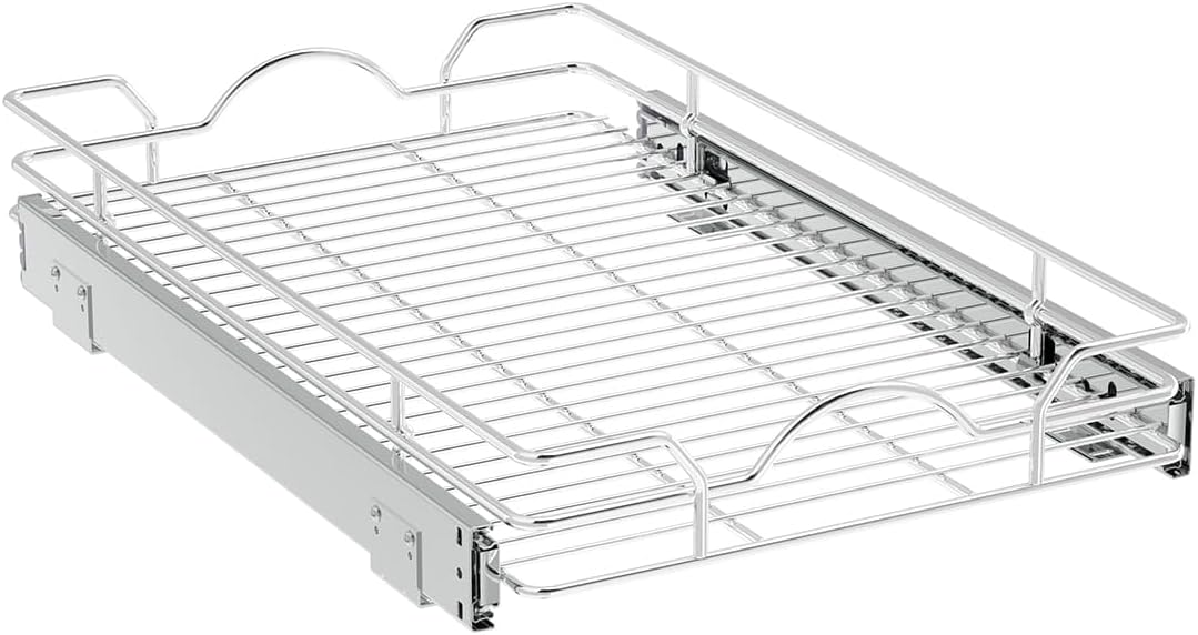 OCG Pull Out Cabinet Organizer (15" W x 21" D), Pull out Drawers, Cabinet Pull Out Shelves for Base Cabinet Organization in Kitchen Bathroom Pantry, Bottom Mount, Chrome Finish