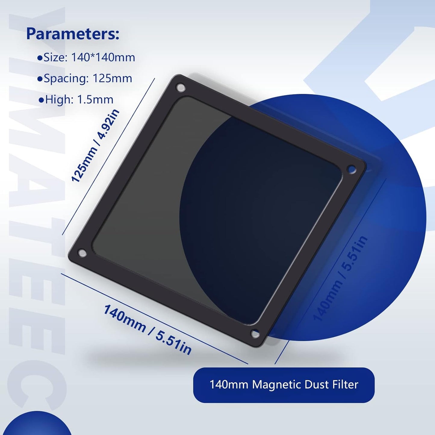 Dust Filter PC 140mm for Computer Cooler/PSU/Routers Nylon 80 Mesh, Magnetic Frame Fan Dust Mesh PC Cooler Filter Dustproof Computer Fan Grills (Nylon, 140 * 140mm, 2pcs, Black)