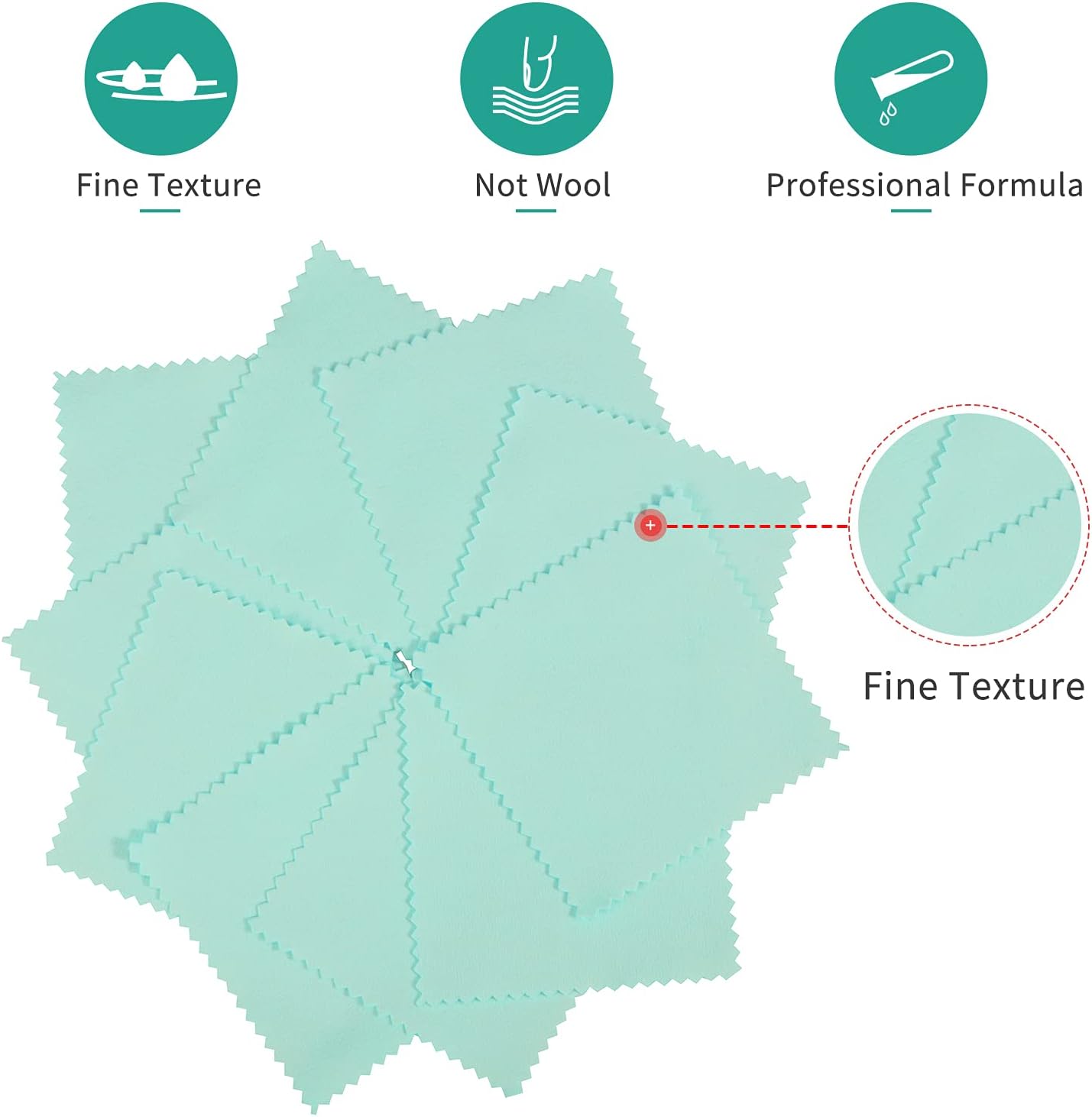 CATIFLIN 100pcs Premium Jewelry Cleaning Cloth, Silver Polishing Cloth Individually Wrapped, for Sterling Silver, Gold, Brass, Silverware, Coin, Ring, Watch and More (Sea Blue, 3.15" x 3.15")