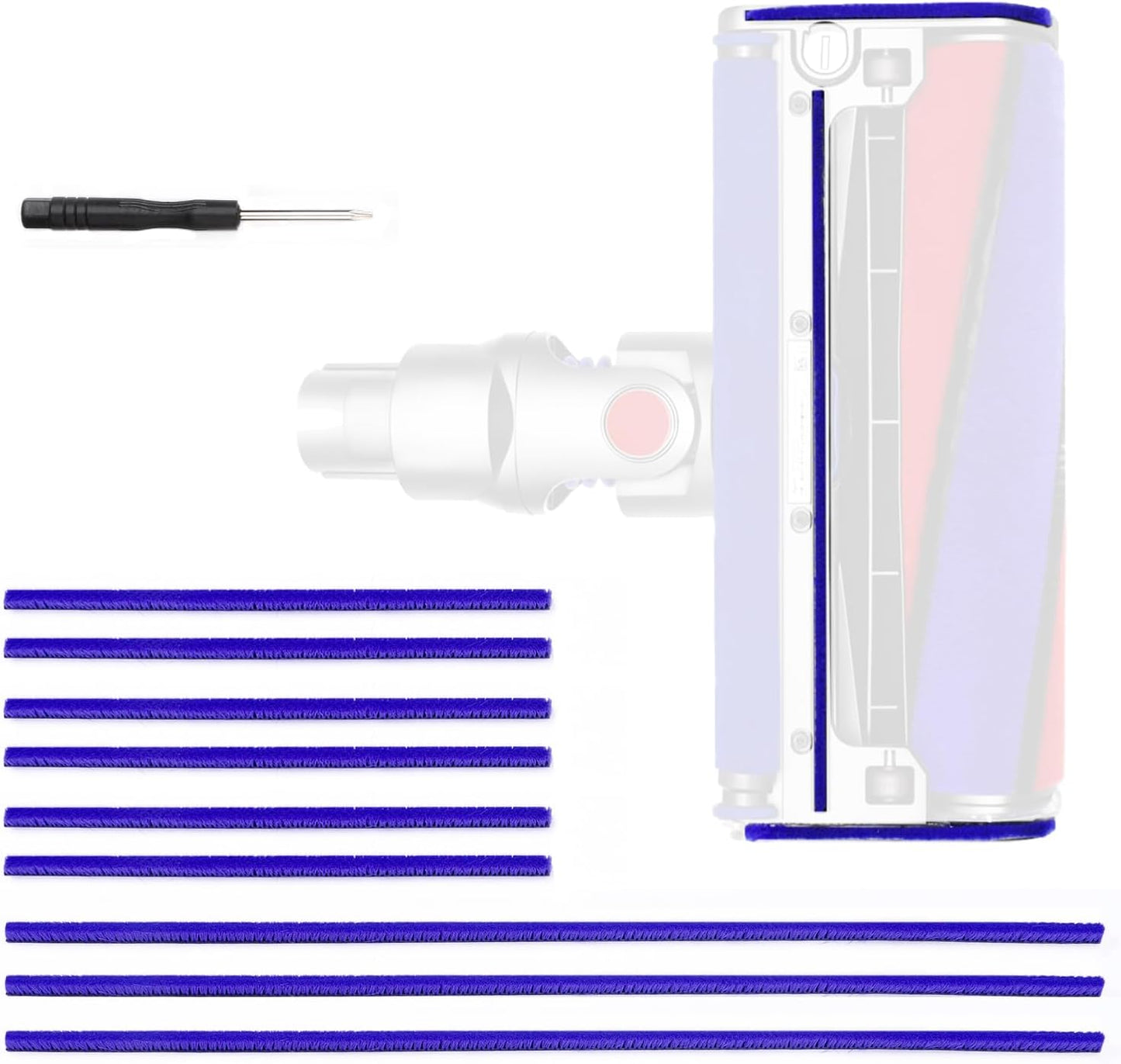9 Pcs Soft Plush Strips Vacuum Replacement Kit Compatible with Dyson V6,V7,V8,V10,V11 Soft Roller Cleaner Head,Vacuum Attachment Replacement Parts for Home Cleaning