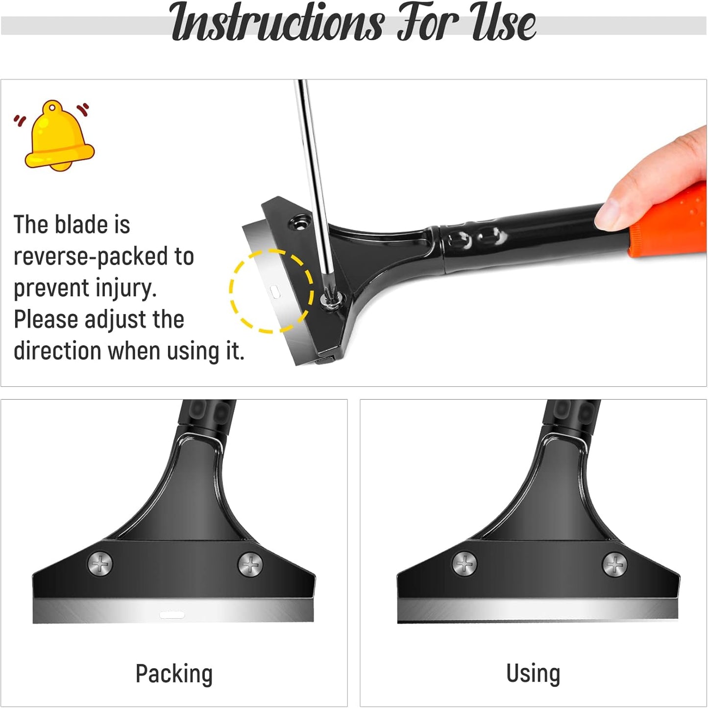 DIYSELF Razor Blade Scraper, Floor Scraper, Scraper Tool for Cleaning, Glass Scraper for Windows, Tile, Stove Top, Cooktop, Oven, Aquarium, Paint, Decal, Inspection Sticker, Gum, Glue Remover