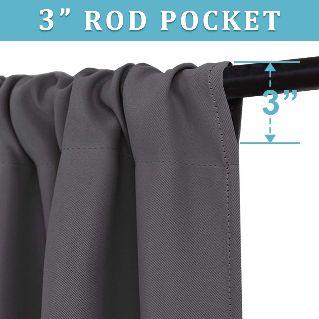 RYB HOME Blackout Curtains for Living Room, Large Window Shades for Bay Window Dining Parlor Bedroom Patio Door, Wide 52 x Long 102 inches, Grey, 2 Panels