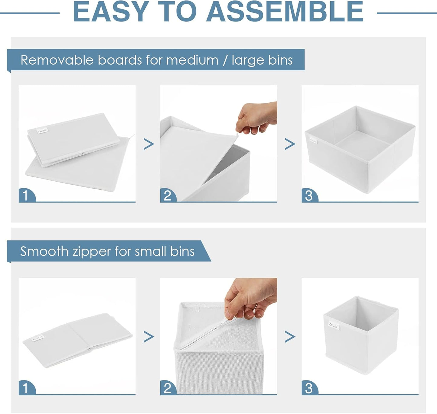Criusia Drawer Organizer Clothes, 8 Pack Underwear Drawer Organizer, Foldable Closet Organizers and Storage Dresser Drawer Dividers for Clothes, Socks, Scarves, Ties (White)
