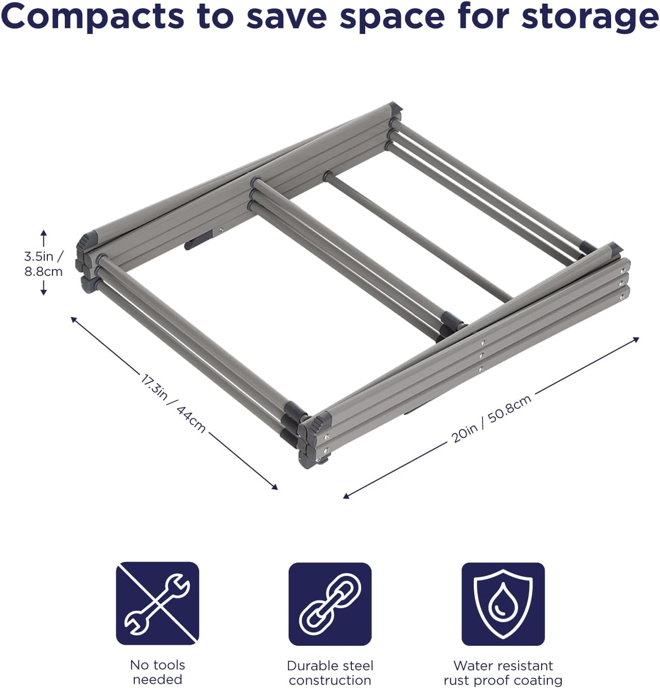 BLACK+DECKER Laundry Organization Expandable/Collapsible Clothes Drying Rack. Essential for Camping/Trailers or Anywhere You Air Dry Laundry. Oversized for Multiple Garments, (Grey)
