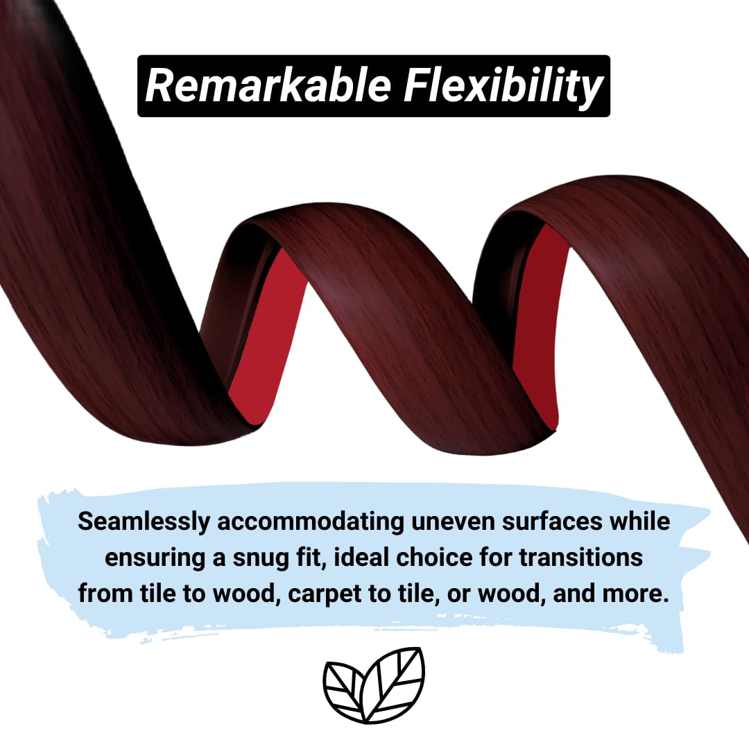 Floor Transition Strip Self Adhesive Carpet Wood Tile Vinyl Flooring Laminate Transition Cover Edge Trim Gap Doorway Threshold for Uneven Floors Heights Within 5 mm (120 inches, Red Wine)