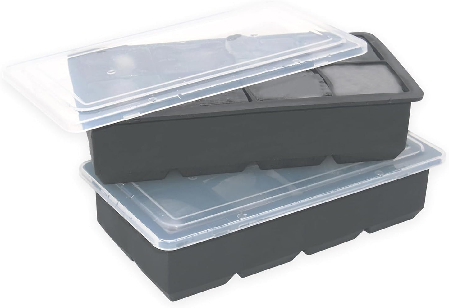 Bangp Large Ice Cube Trays 2 Pack,Big Ice Cube Molds with Removable Lids,Easy Release and Stackable Silicone Ice Cube Tray,Make 16 Big Square Ice Cubes for Whiskey,Cocktails