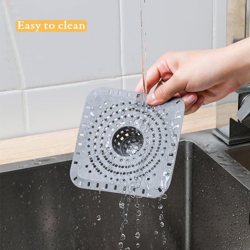 Drain Hair Catcher, Bathtub Drain Protecto 2 PCS （Gray Square）