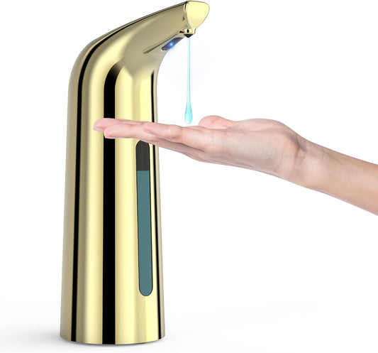 Automatic Soap Dispenser with Infrared Sensor - Adjustable 4-Level Touchless Hand Soap for Kitchen, Bathroom - Battery Operated Electric Dispenser, Durable Plastic, Smart Soap Holder