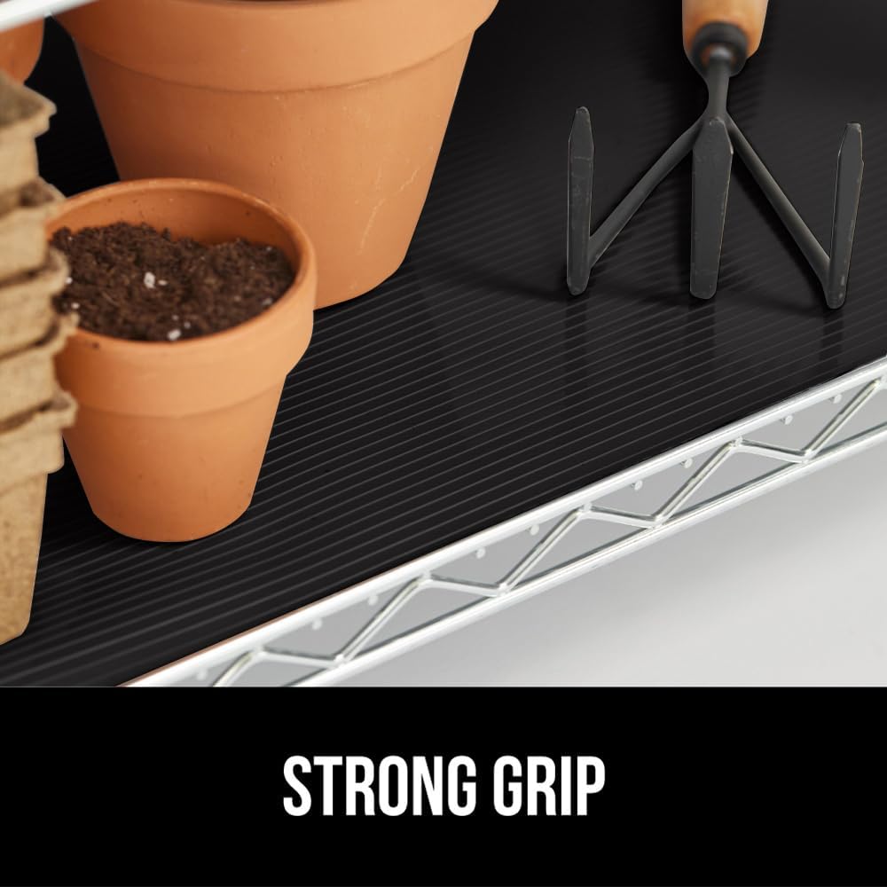 GORILLA GRIP DuraGuard Shelf Liner, 20x30 Non-Adhesive Cabinet Liners for Kitchen Drawers, Shelves, Refrigerator, Pantry Storage, Bathroom Closet, Durable Waterproof BPA Free Ribbed Plastic, Jet Black
