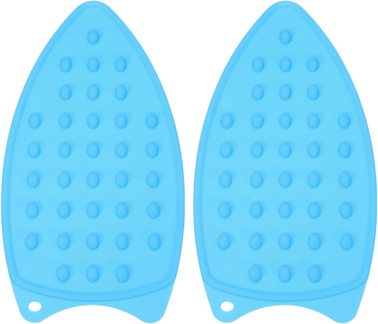PATIKIL Silicone Iron Rest Pad, 2 Pcs Multipurpose Hot Heat Resistant Iron Rest Plate Protective Pad for Ironing Board Hot Resistant Steamer Steam Compact Mat, Blue