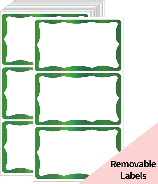 STARLIBOO Holographic Colored Labels Stickers, 3X5 Inch Removable Large Label Stickers for Moving Boxes and Storage Bins- Waterproof- Writable- Tear Resistant (Holographic Green