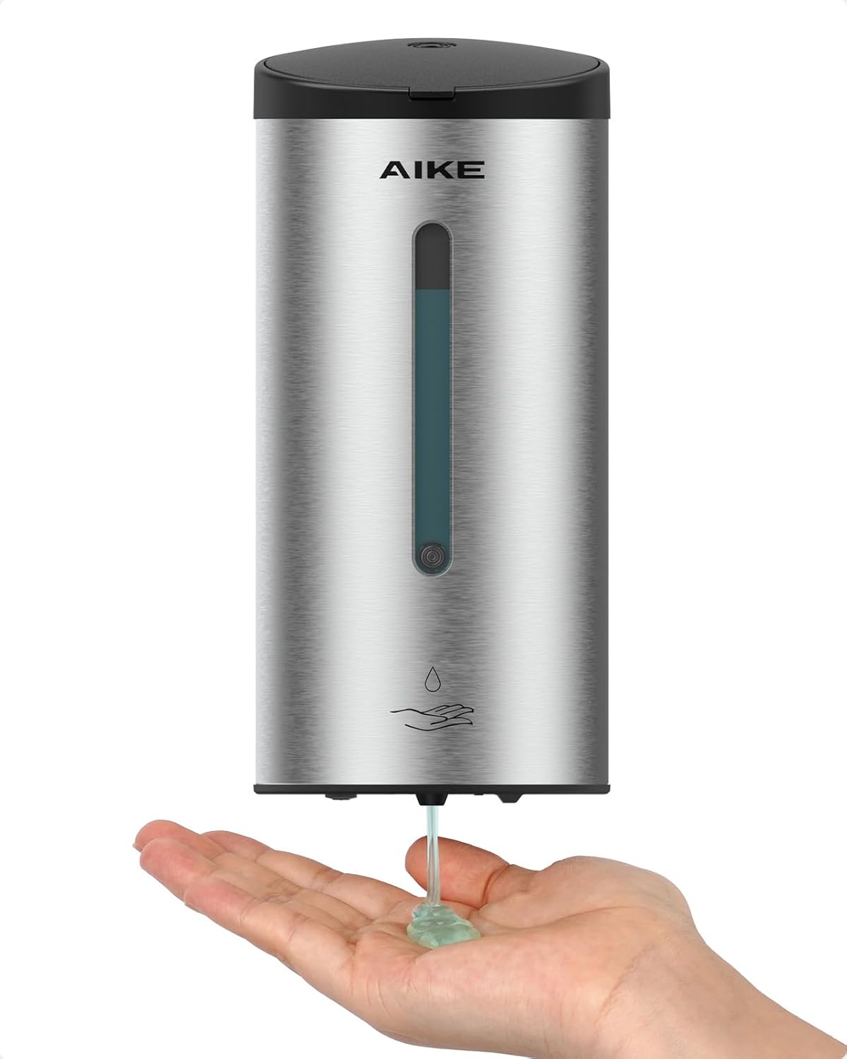 AIKE Automatic Wall Mount Liquid Soap Dispenser, Commercial Stainless Steel with 25oz Large Capacity Save Time Effort and Cost,Model AK1205(Brushed)