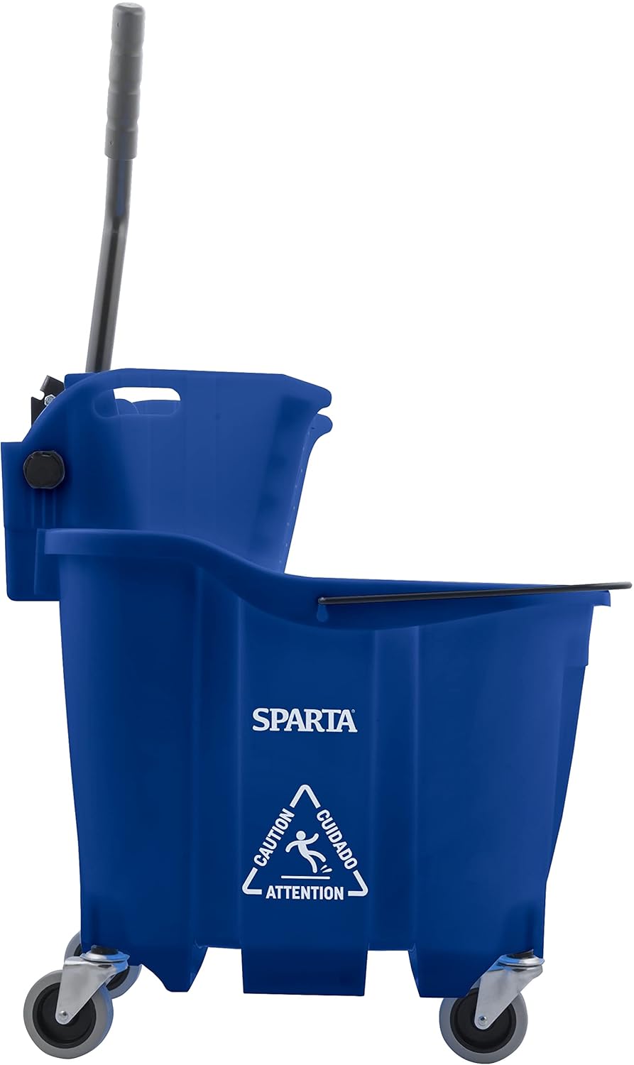 Carlisle FoodService Products 35 Qt Commercial Mop Bucket with Reliable Side Press Wringer, Compatible with OmniFit Soiled Water Insert Bucket (Sold Separately), Polypropylene (Pp), Blue