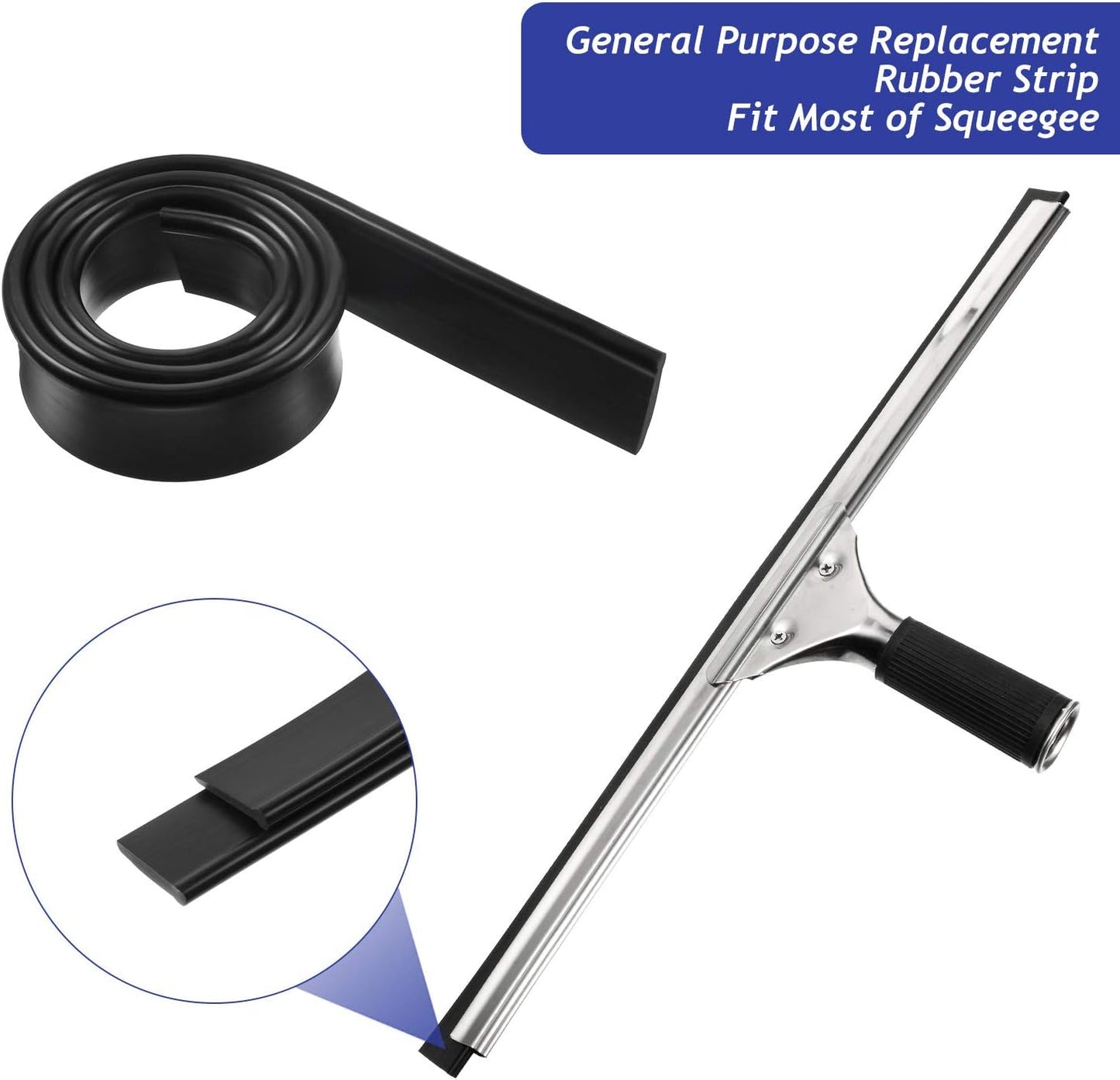 Boao 4 Pieces Replacement Squeegee Rubber 18 Inch Refill Silicone Replacement Rubber Squeegee for Windows, Glass, Shower Doors