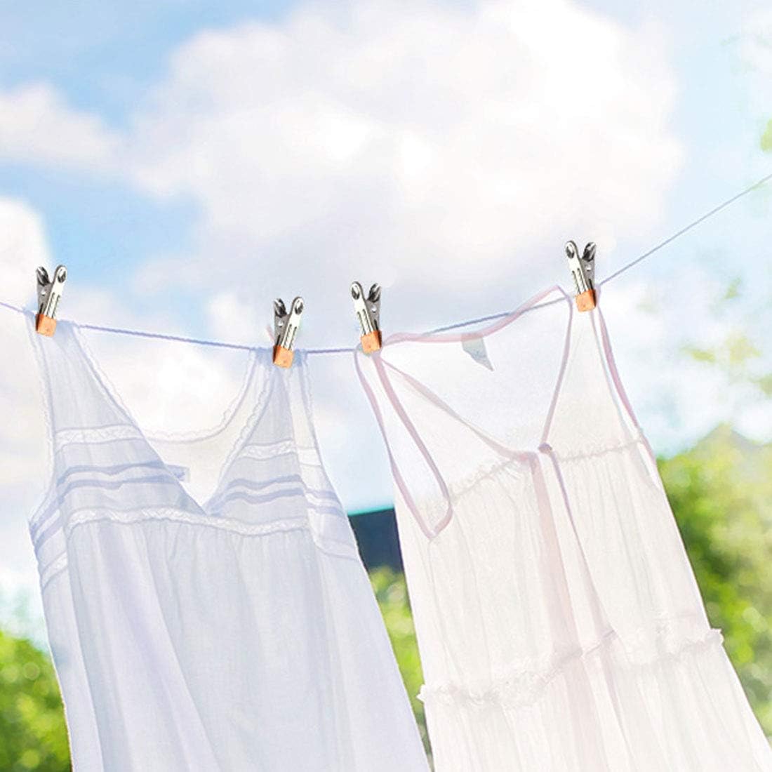 Stainless Steel Clothes Pins: 30 Packs Metal Beach Towel Clips, Pool Cover Clips,Heavy Duty Close Pins ，Hanging Towel Clamp Cloth Clips，Beach Chair Towel Clip