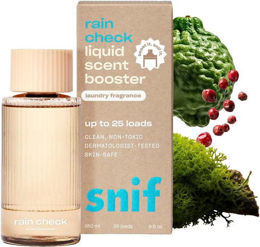 Snif Rain Check Scent Booster, Clean and Crisp Scent, 25 Loads, Non-Irritating to Skin, Clean, Non-Toxic, Vegan, Cruelty Free, 8.5oz
