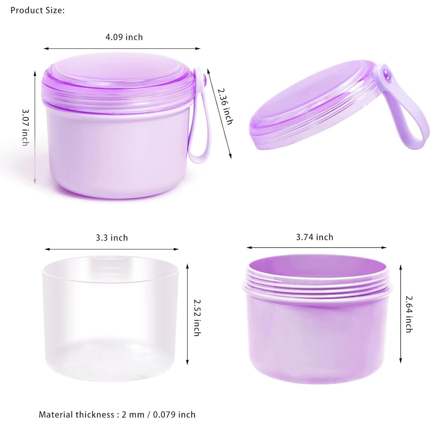 Large Denture Case, No-Leak Denture Container Cups for Soaking Full & Partial Dentures, Retainer Cleaning Box, Denture Bath Cup for Travel (purple)