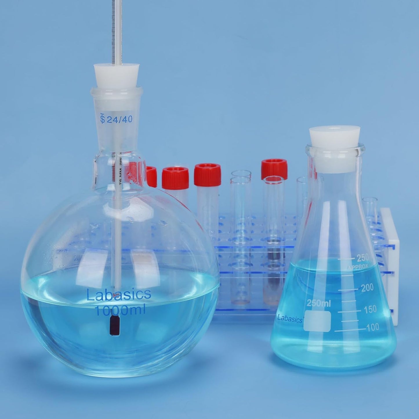 Labasics 5-Pack 3# Single-Hole Silicone Stoppers, White Tapered Lab Seal Stoppers with 0.31" Hole, Durable and Reusable Silicone Plugs for Laboratory Glassware, Airtight Sealing, and Experiments