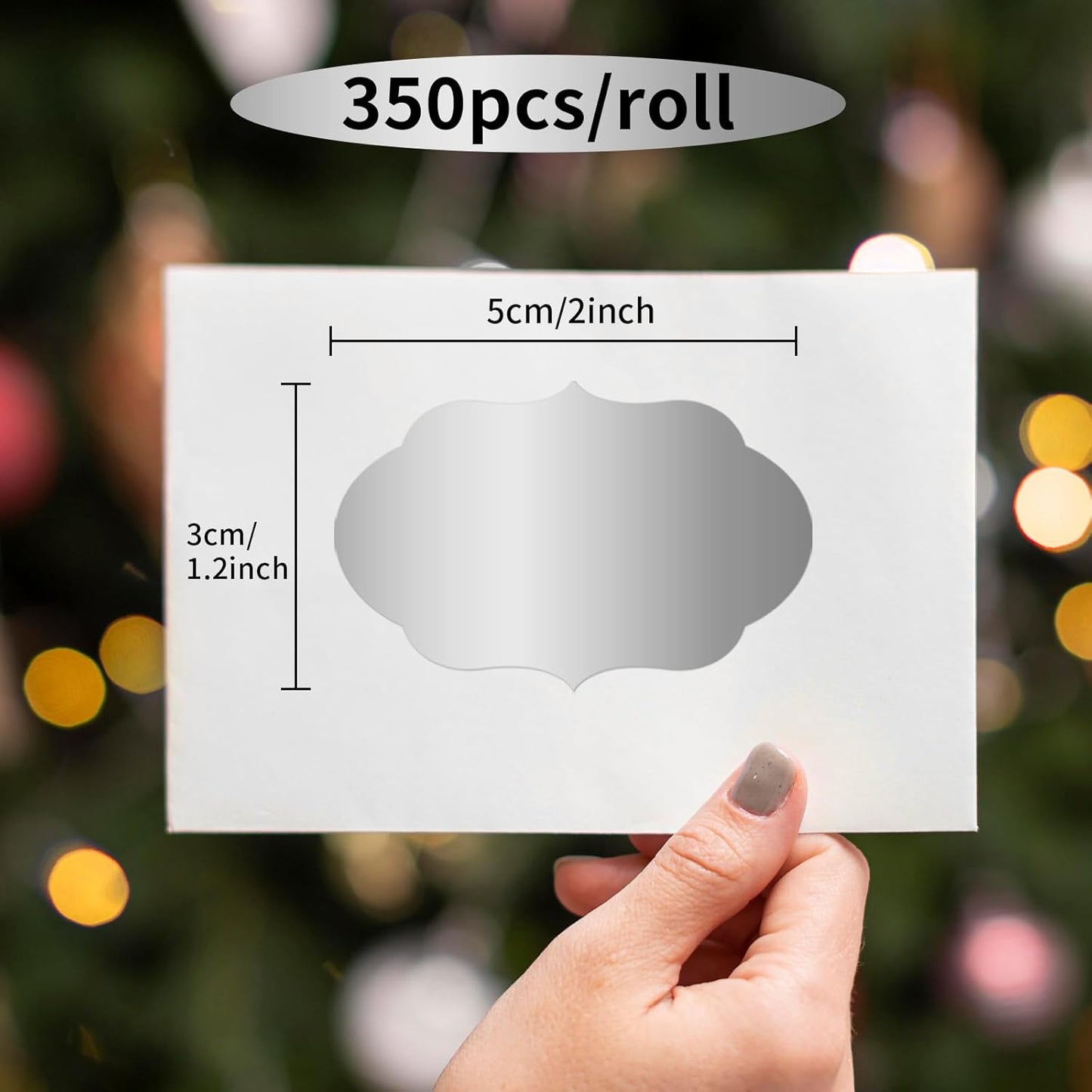 350 PCS Gift Tags Stickers, 2" x 1.2" Fancy Shape Stickers, Self-Adhesive, Handmade Bottle All-Purpose Jar Labels for Presents, Cosmetic Decoration Jars, Food Craft (Silver)