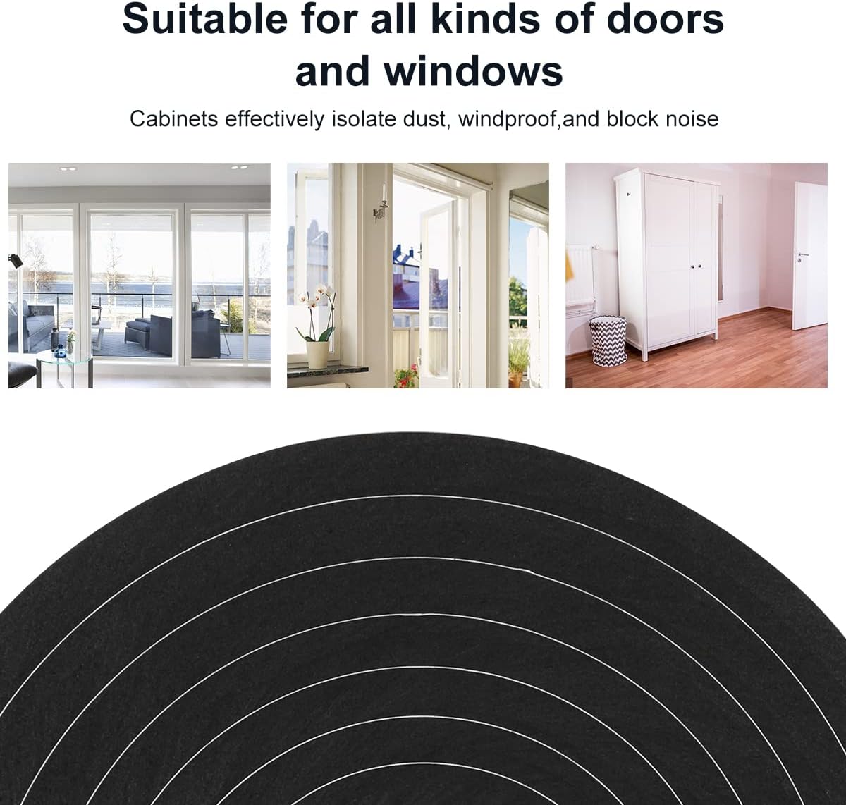 2 Rolls Foam Tape Weather Stripping Door Seal, 1'' W x 3/4'' T High Density Seal Strip, Adhesive Closed Cell Weather Strip Total 13 Feet Long