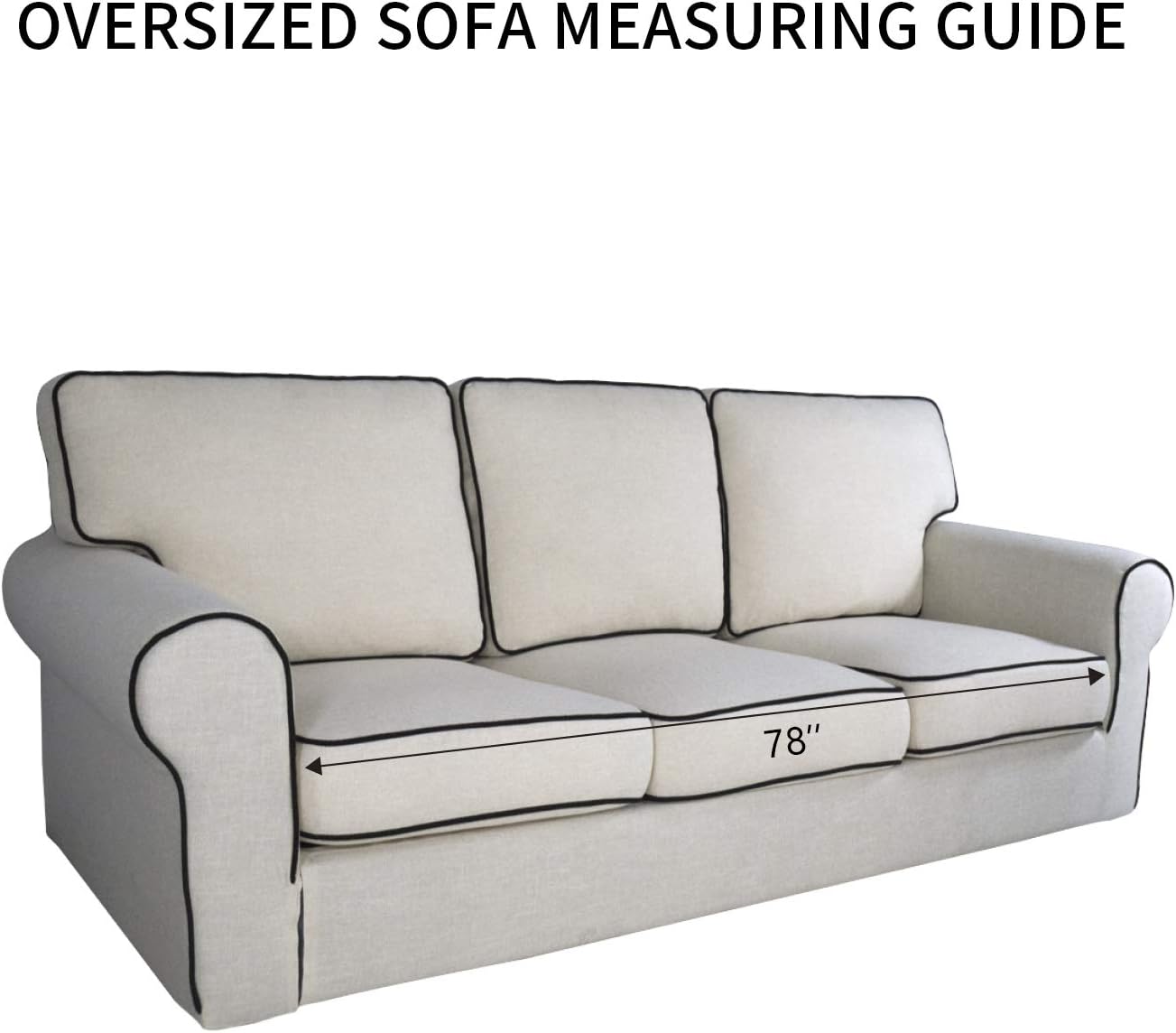 PureFit Reversible Quilted Sofa Cover, Water Resistant Slipcover Furniture Protector, Washable Couch Cover with Non Slip and Elastic Straps for Kids, Dogs, Pets (Oversized Sofa, Black/Beige)