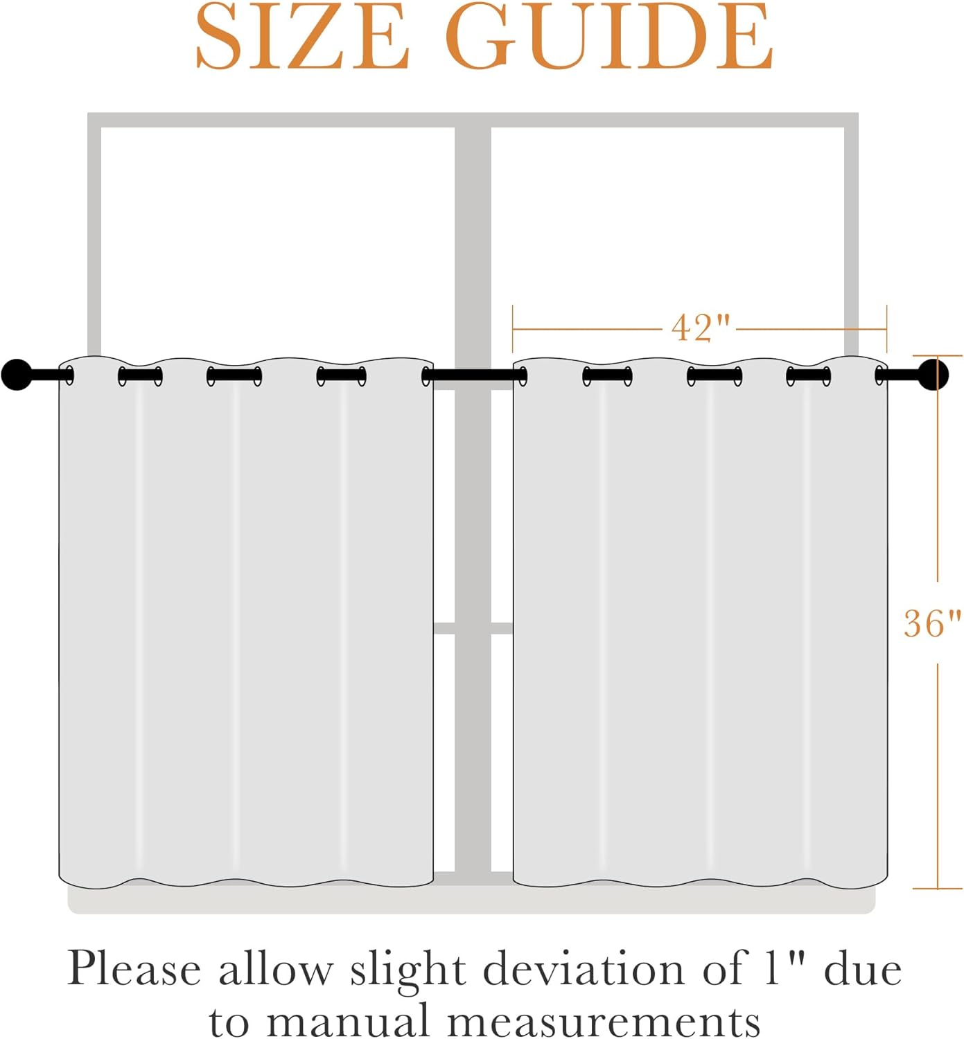 PONY DANCE Stone Blue Kitchen Curtains 36 inch Long for Small Window Curtains Short Drapes for Bedroom, Half Window Tiers for Boys Room Bathroom Nursery(2 Panels, W 42 x L 36 inches, Blue Haze)