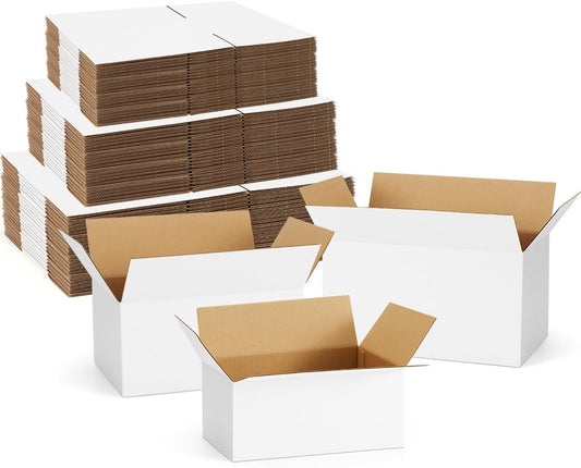 Assorted-Sizes-Shipping-Boxes-45-Pack: 9x6x4 & 10x7x5 & 11x6x6 Small-Shipping-Boxes-Mailers, White Corrugated-Cardboard-Boxes-for-Packing-Small-Business Mailing