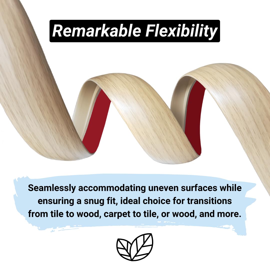 1/5 inch Height Floor Transition Strip, Self Adhesive Carpet Wood Tile Vinyl Flooring Laminate Transition Cover Edge Trim Gap Doorway Threshold for Uneven Floors (40 inches, Beige Cream)