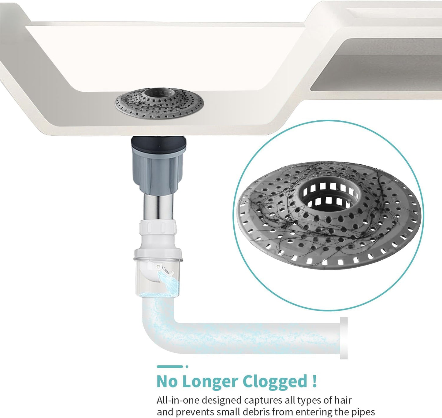 Bathtub Drain Hair Catcher,Silicone Tub Hair Catcher Drain Protector,All-in-one Shower Hair Drain Catcher Strainer for 1.48'' to 1.76'' Regular Drains, 3PCS