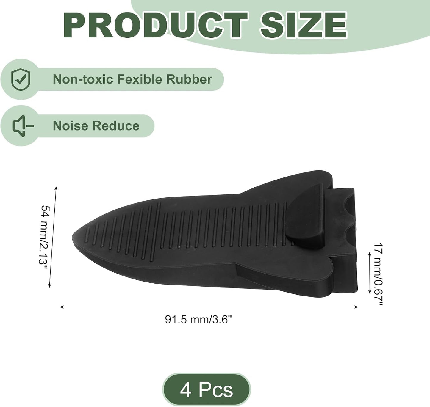 uxcell 4 Pcs Door Stoppers for Bottom of Door, Rubber Stackable Door Stopper Wedge Anti-Slip, 2.13 Inch, Black