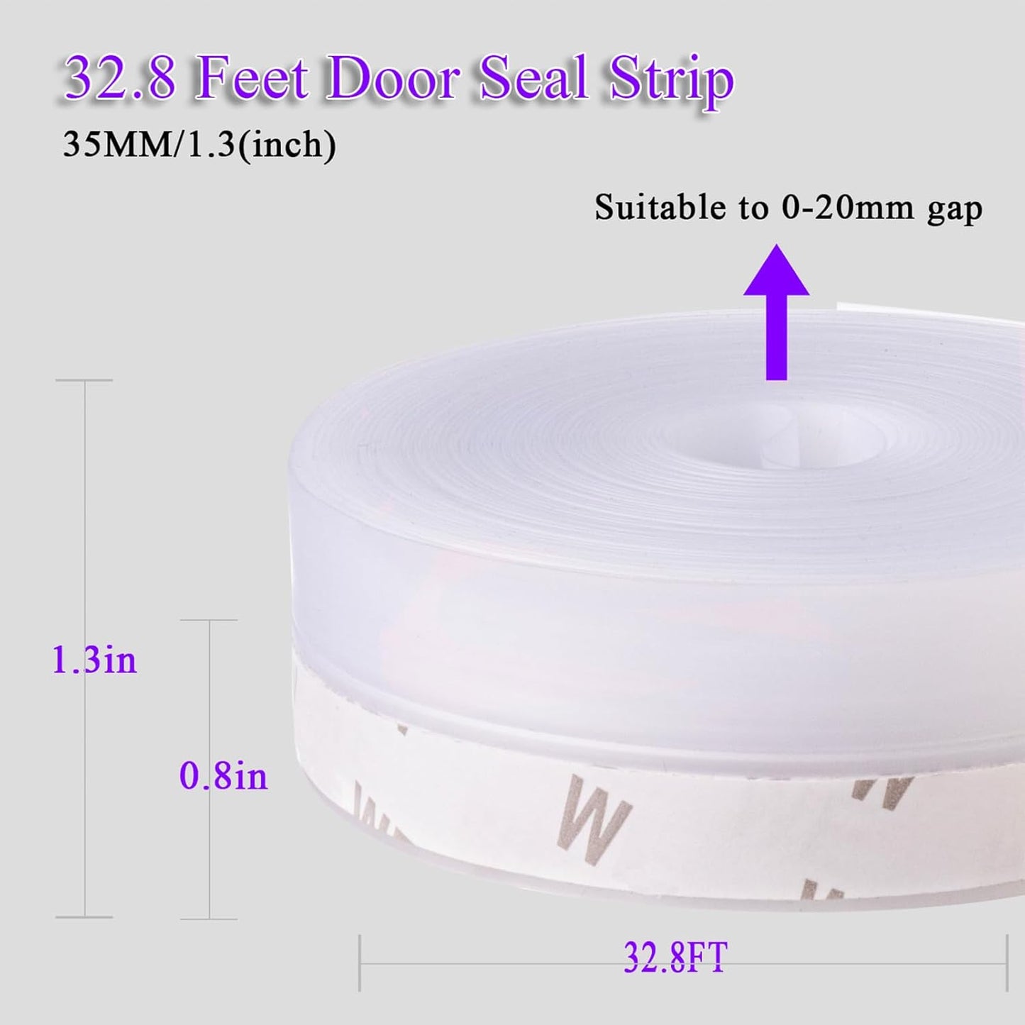 Weather Stripping Door Seal Strip for Gaps, Silicone Draft Stopper Adhesive Tape for Sliding Doors, Windows, Shower Glass, Soundproof Seal for Home Insulation, 32.8ft Roll