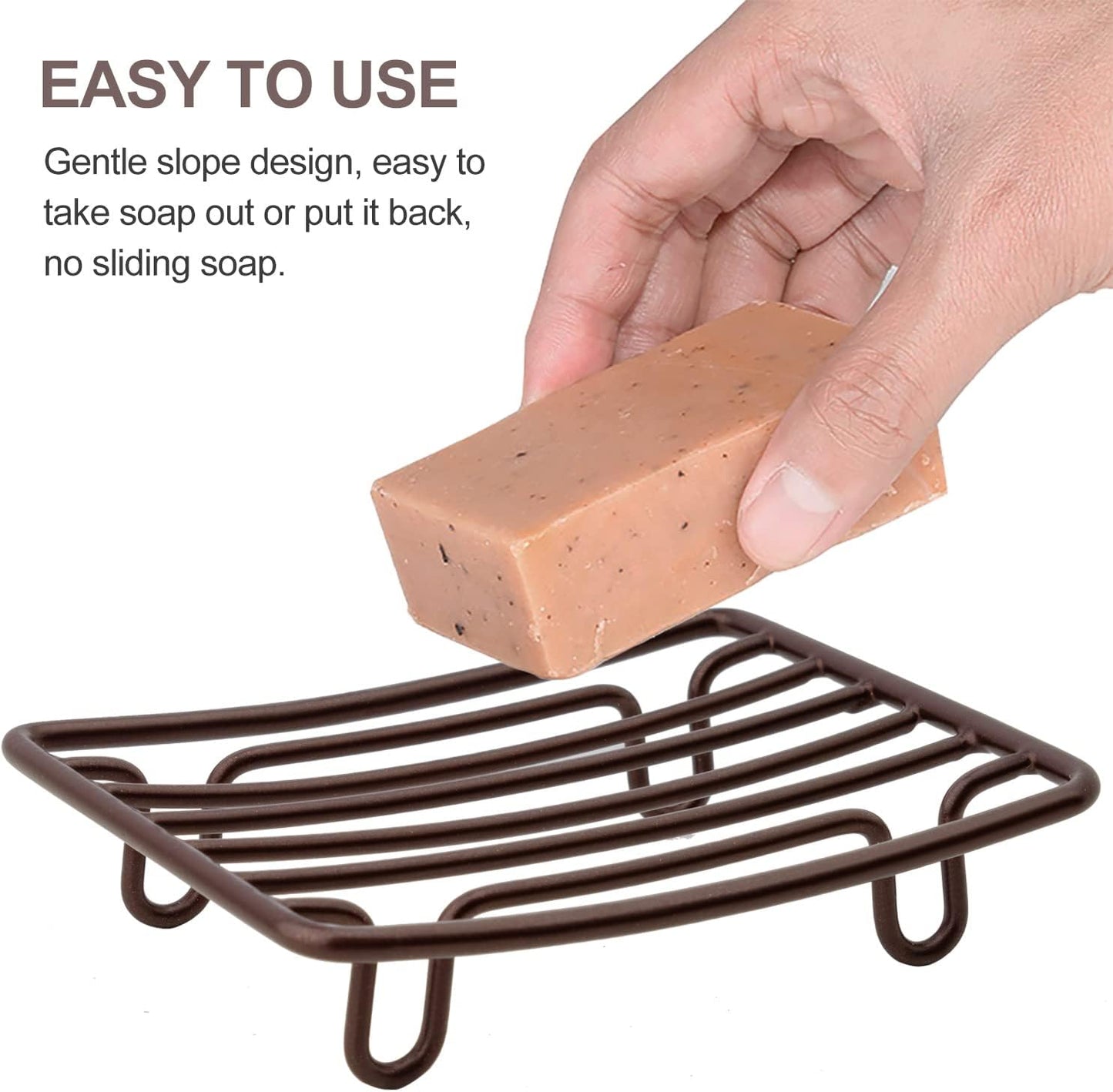 Bar Soap Dish Holder for Shower Bathroom Stainless Steel Rust Proof Self Draining, Bronze-1 Pack