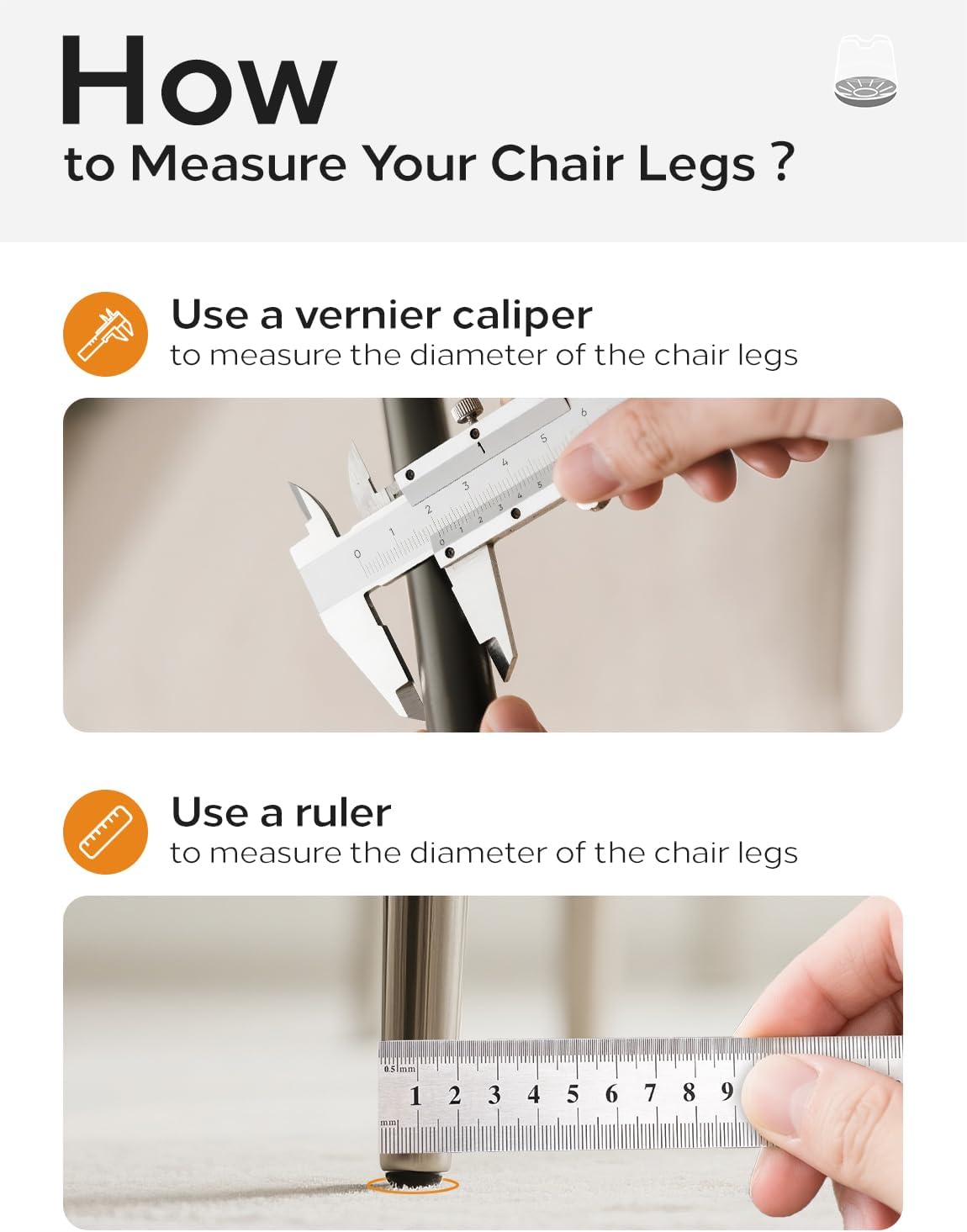 Upgrade 24 PCS Silicone & Felt Chair Leg Floor Protectors for Hardwood Floors - Furniture Pads, Chair Leg Covers/Cups - No Noise & Scratch-Proof - Round M (Fits 1"-1 3/16" / 26-30mm), Black