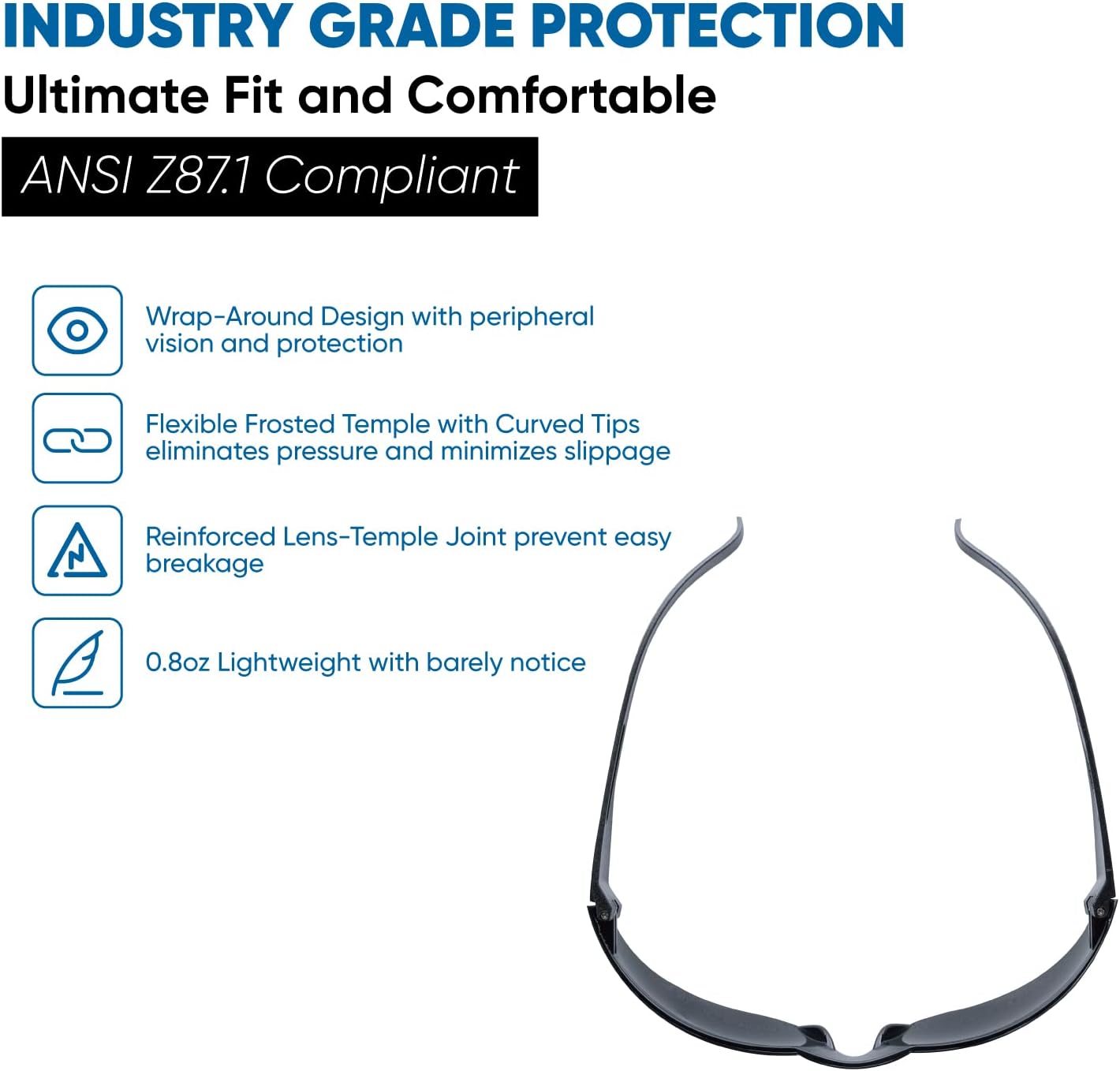 amoolo Tinted Safety Glasses Bulk of 24, Protective Safety Sunglasses, Dark Smoke Lenses for UV Protection, ANSI Z87.1 Impact Resistant Eye Protection for Work, Lab, Construction