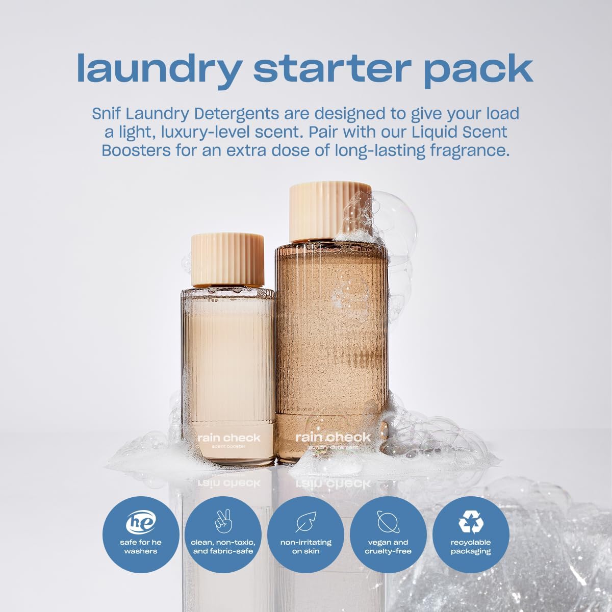 Snif Rain Check Scent Booster, Clean and Crisp Scent, 25 Loads, Non-Irritating to Skin, Clean, Non-Toxic, Vegan, Cruelty Free, 8.5oz