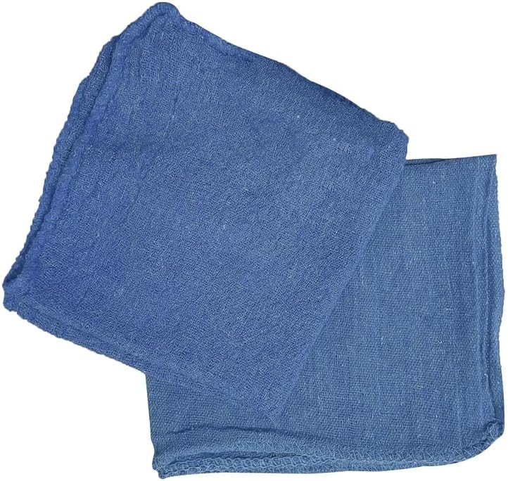 Shop Towels (Blue, 100-Pack) - Bulk Cleaning Towel in a Bag, Mechanic Cotton Wipes for Car Maintenance, Auto Mechanics & Garage, Wipe Grease & Oil, Machine Wash & Reusable