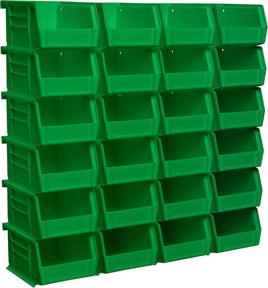 Akro-Mils 30210 AkroBins Plastic Storage Bins, Space-Saving Stackable Bins for Garage, Pantry, Craft Organization, 5-Inch x 4-Inch x 3-Inch, Green, 24-Pack