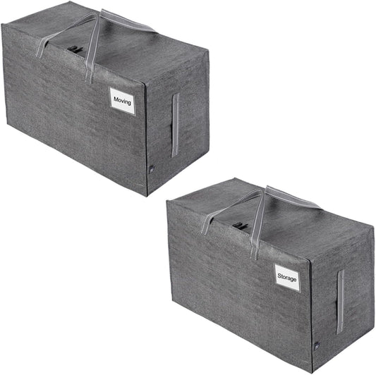 VENO 2 Pack Moving and Storage Bags, Heavy Duty, Alternative to Moving Boxes, Large Packing Totes Supplies for College Dorm Room with Zipper for Clothes, Wide Open Design (Dark Gray, 2 Pack)