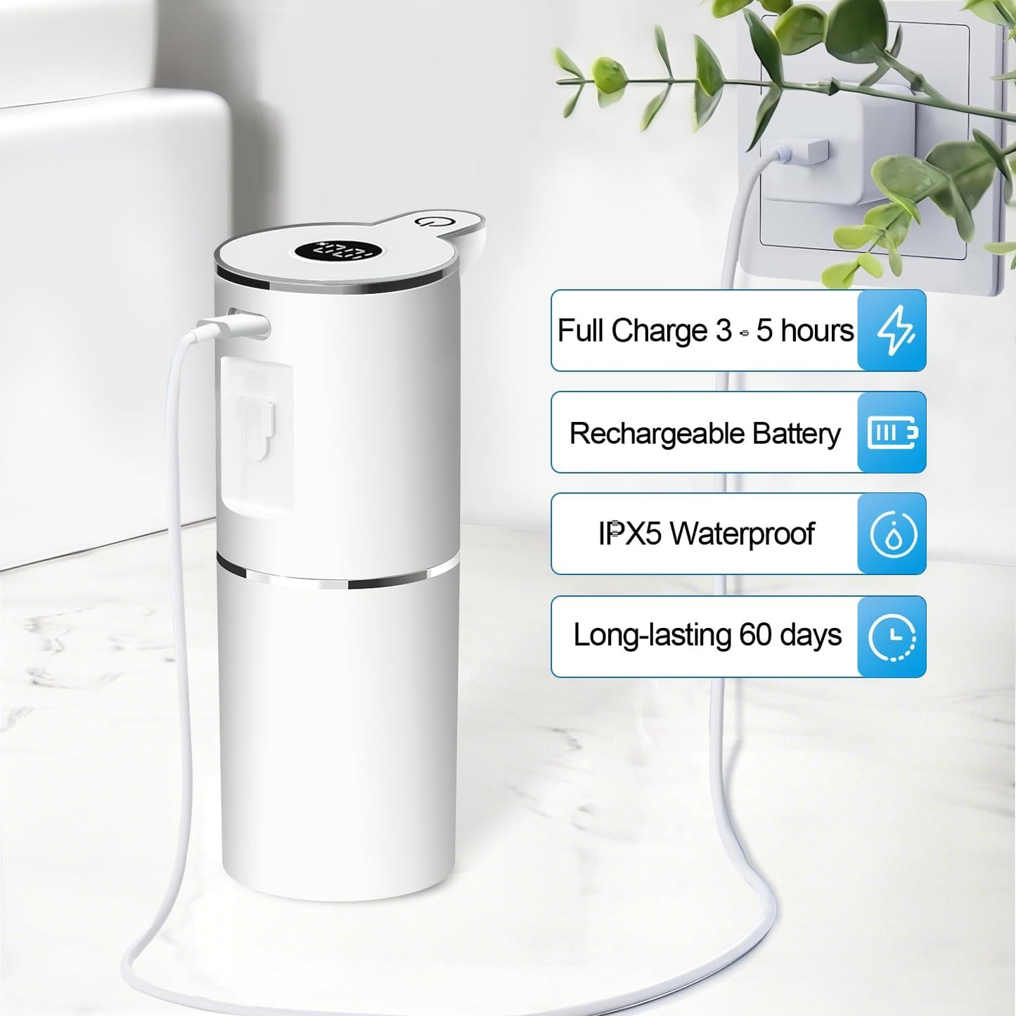 Automatic Liquid Soap Dispenser,6 Level Adjustable Liquid, Wall Mount Soap Dispenser,USB Rechargeable with LED Display,12.8oz/ 380ml Touchless Hand & Dish Dispenser for Bathroom, Kitchen