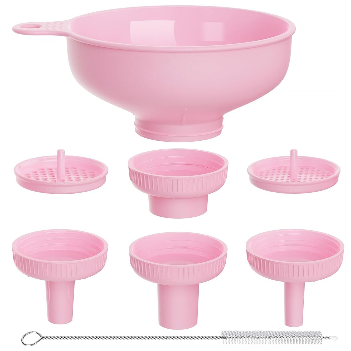 Wide Mouth Kitchen Funnel, Food Grade Plastic Cooking Canning Funnel with 4 Sizes Spouts for Filling Wide and Regular Mason Jars, Spray Dropper Oil Bottle Jug Spices Shampoo Sauce