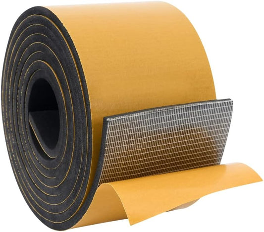 High Density Foam Weather Stripping Door Seal Strip Insulation Tape Roll for Insulating Door Frame, Window, Air Conditioner | Self Adhesive Sealing Weatherstrip (3 in x 1/4 in x 10 Ft, Black)