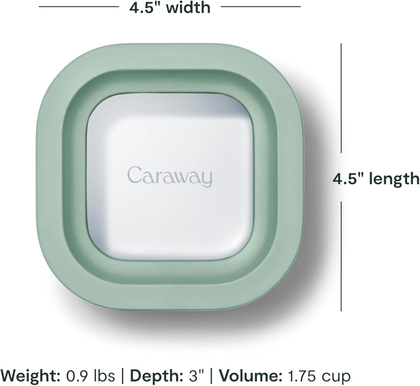 Caraway 2pc Glass Food Storage Set - 1.75 Cup Food Containers (2) - Non-Toxic Ceramic-Coated Glass - Air Release Technology - Compact & Stackable Design - Mist