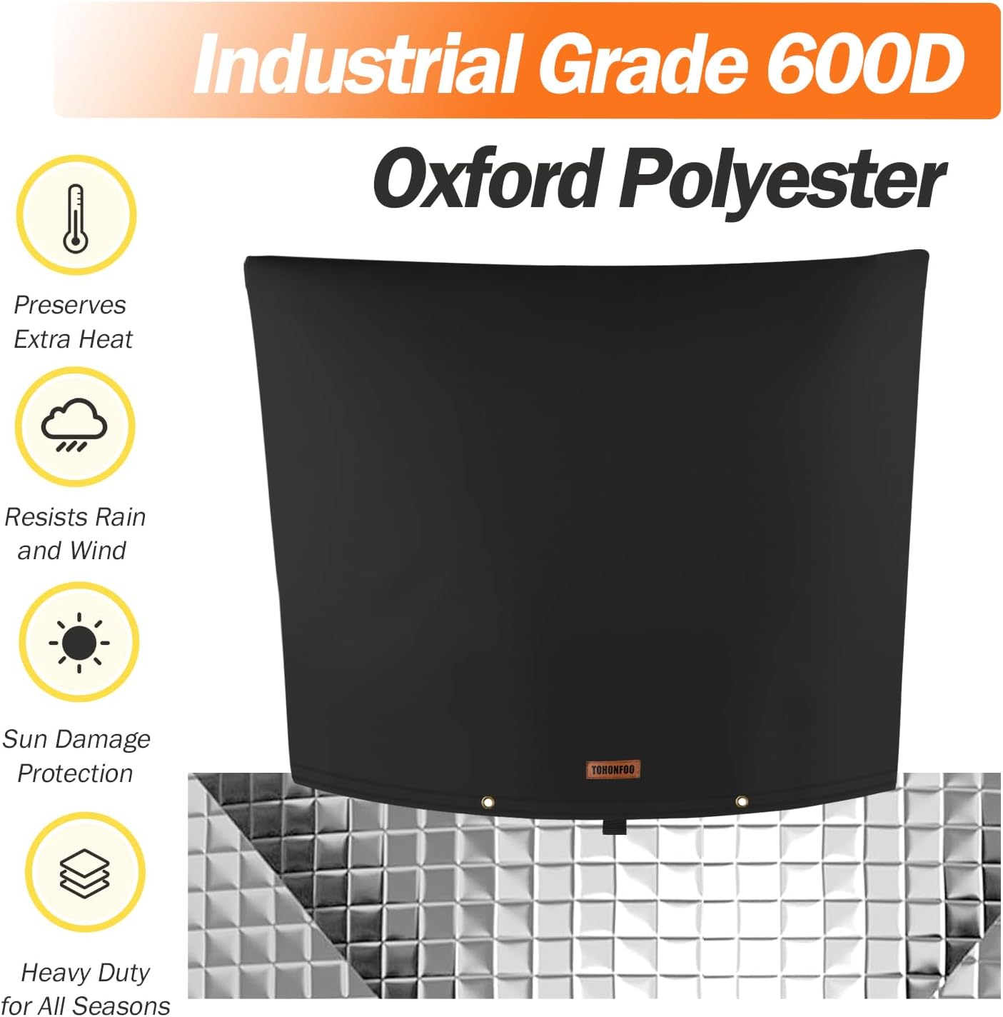 TOHONFOO Backflow Preventer Pipe Insulation Cover (5°F) - Irrigation Sprinkler Valve Insulated Pouch - Water Well Pump Cover - Sturdy 5 Layers for Winter Freeze Protection, 34" W x 24" H, Black