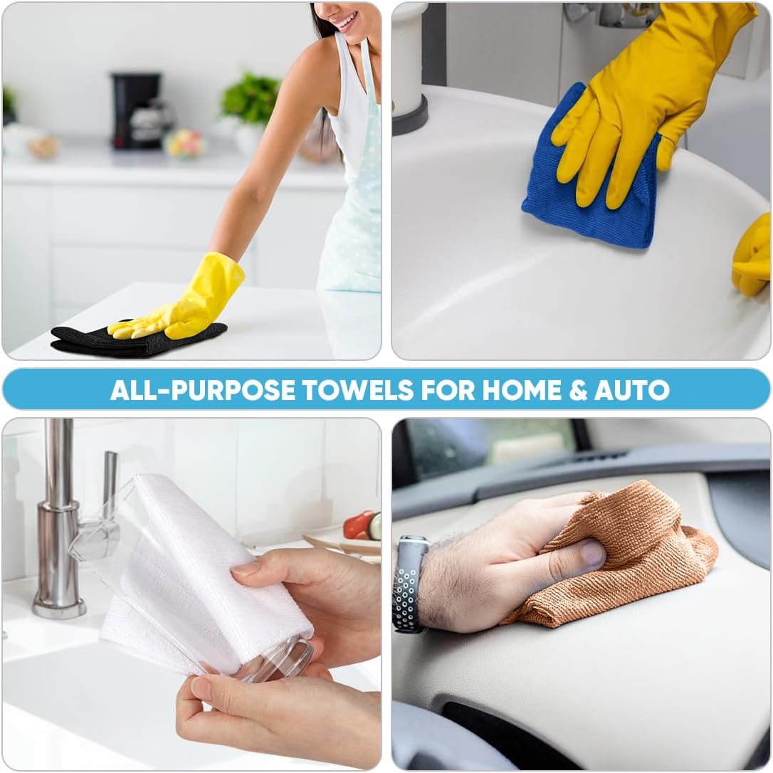 AIDEA Microfiber Cleaning Cloth Roll, Shop Towels 55 Sheets Washable, Microfiber Towels for Cars, Shop Rags Reusable Paper Towel for Automotive, House, Kitchen, Cleaning Supplies 11×9", Dark Blue