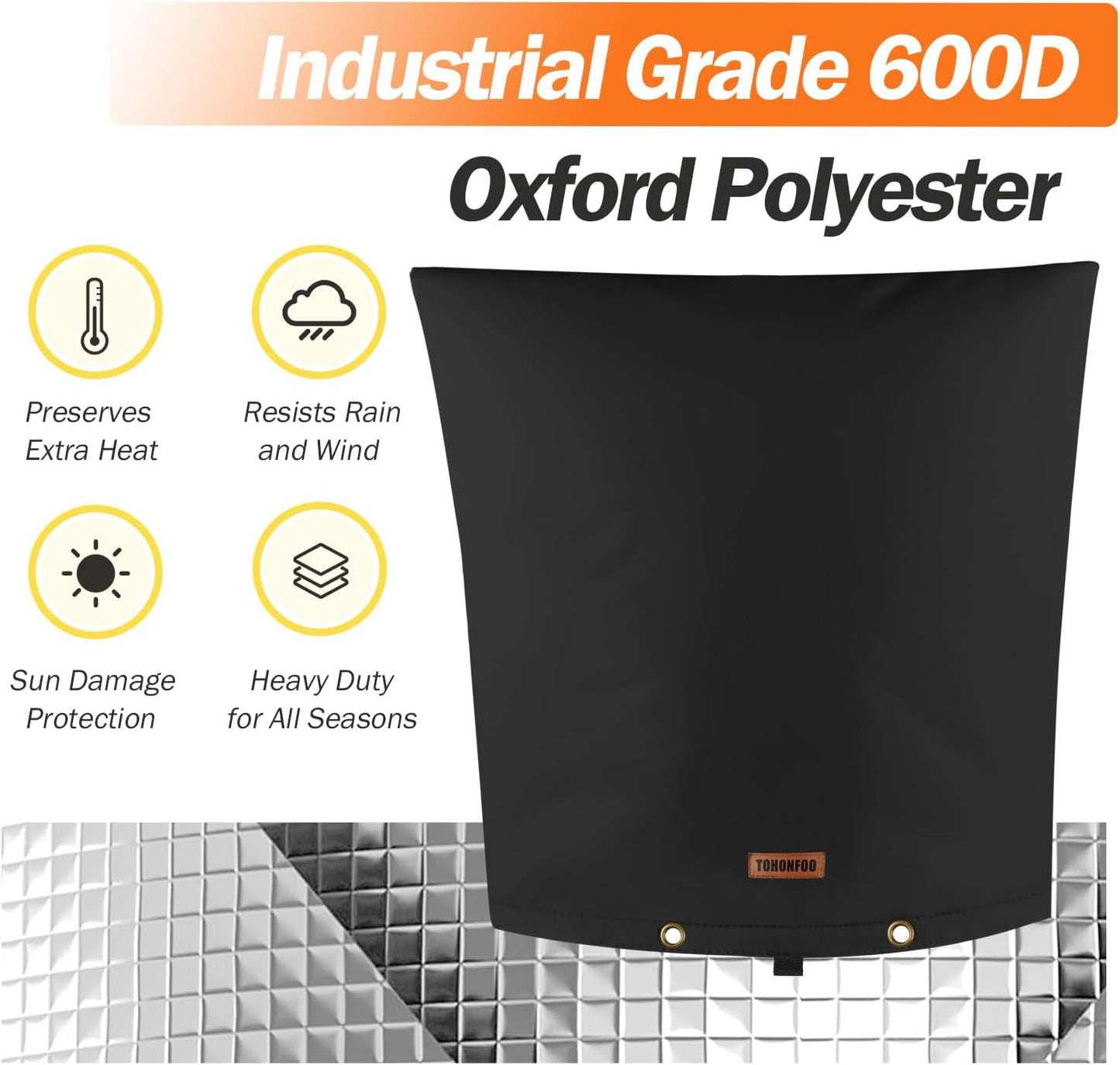 TOHONFOO Backflow Preventer Pipe Insulation Cover (5°F) - Irrigation Sprinkler Valve Insulated Pouch - Water Well Pump Cover - Sturdy 5 Layers for Winter Freeze Protection, 24" W x 26" H, Black