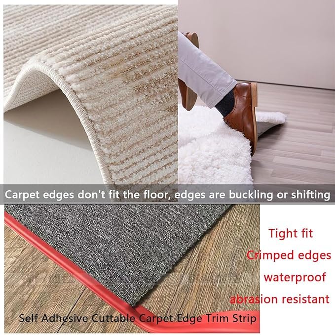 Self Adhesive Carpet Transition Strip with Edge Trim, Designed for Seamless Transitions from Carpet to Tile or Vinyl Floors, Perfect for Doorways.(Brown,10ft)