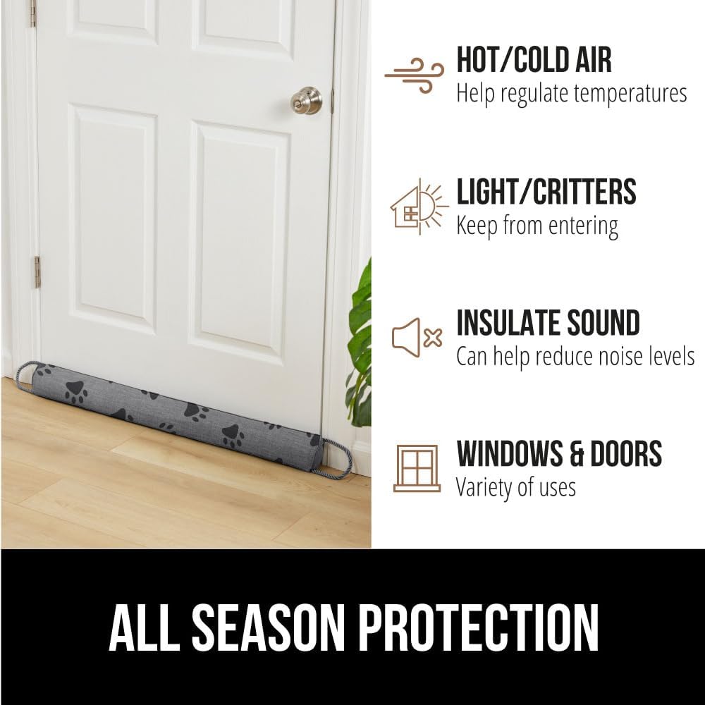 GORILLA GRIP Door Draft Stopper for Bottom of Doors, Weather Stripping Seal Blocks Hot Air, Noise, Bugs, Keeps Cold AC in, Sound Proofing Easy Install Gap Filler, Home Essentials, 34 Inch, Paws