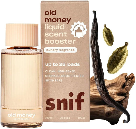 Snif Old Money Scent Booster, Rich and Cozy Scent, 25 Loads, Non-Irritating to Skin, Clean, Non-Toxic, Vegan, Cruelty Free, 8.5oz